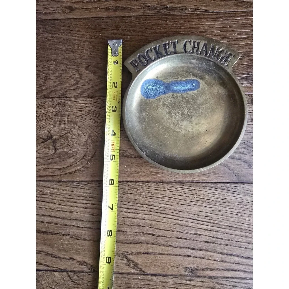 Vintage Solid Brass Pocket Change Dish Key Holder Trinket Dish Coin Bowl